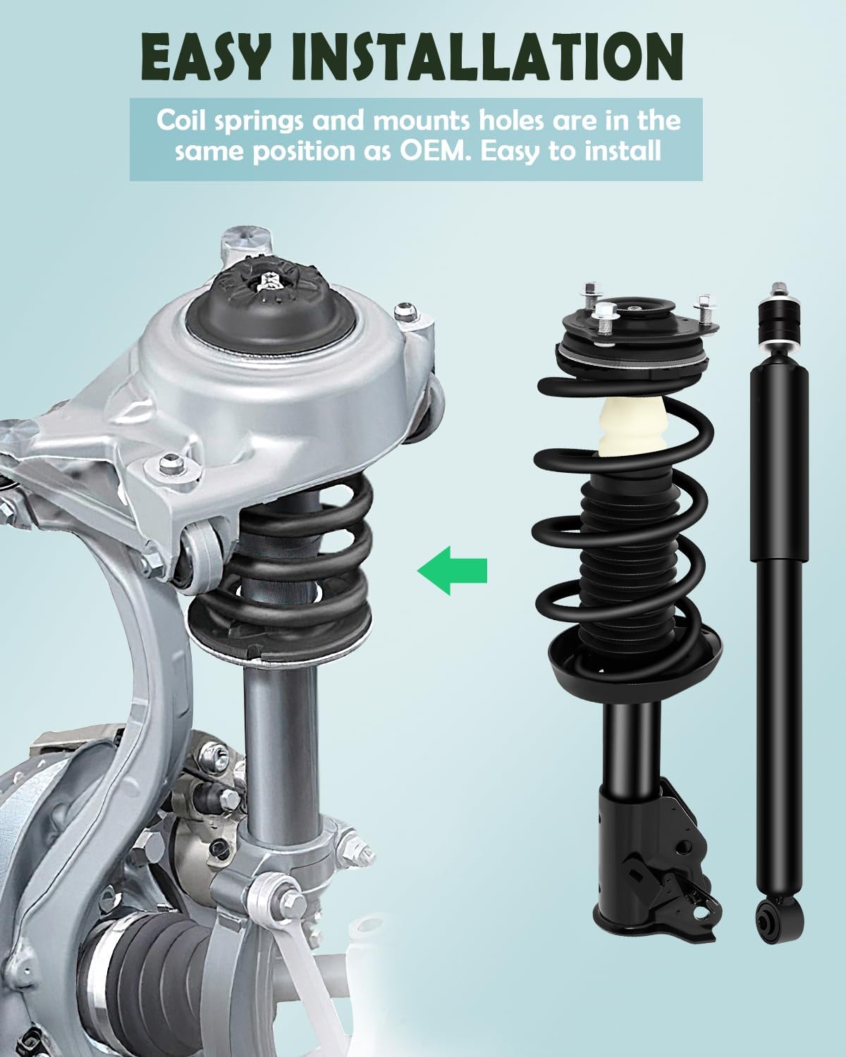 SCITOO Front and Rear Pair Strut & Spring Complete Assembly Compatible with 2006 2007 2008 2009 2010 2011 for Honda Civic Complete Struts 172285 172284 5609