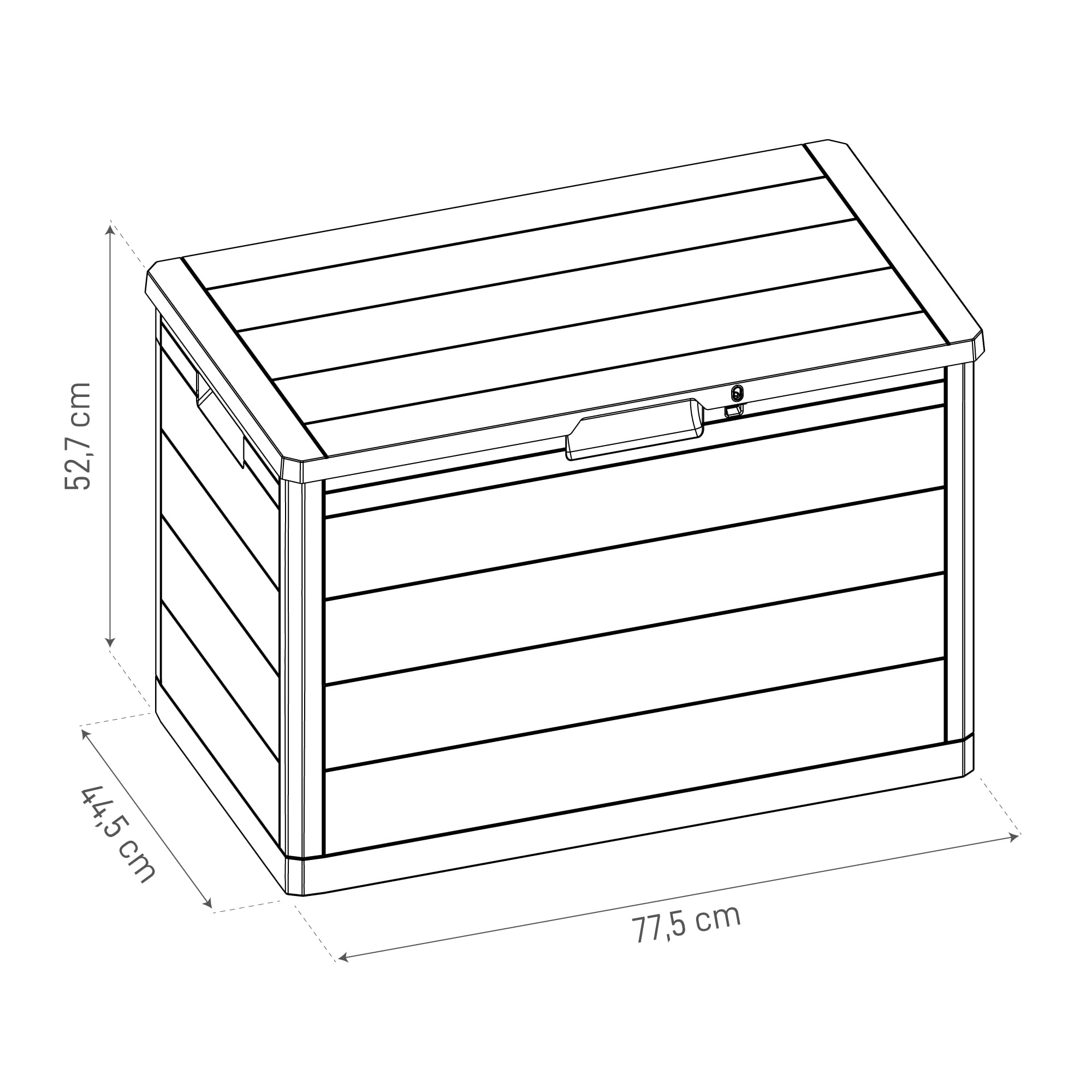 Toomax Multibox Woody's 160L portattrezzi 77,5x44,5x52,7h effetto legno grigio tortora plastica resistente UV foro lucchetto esterni