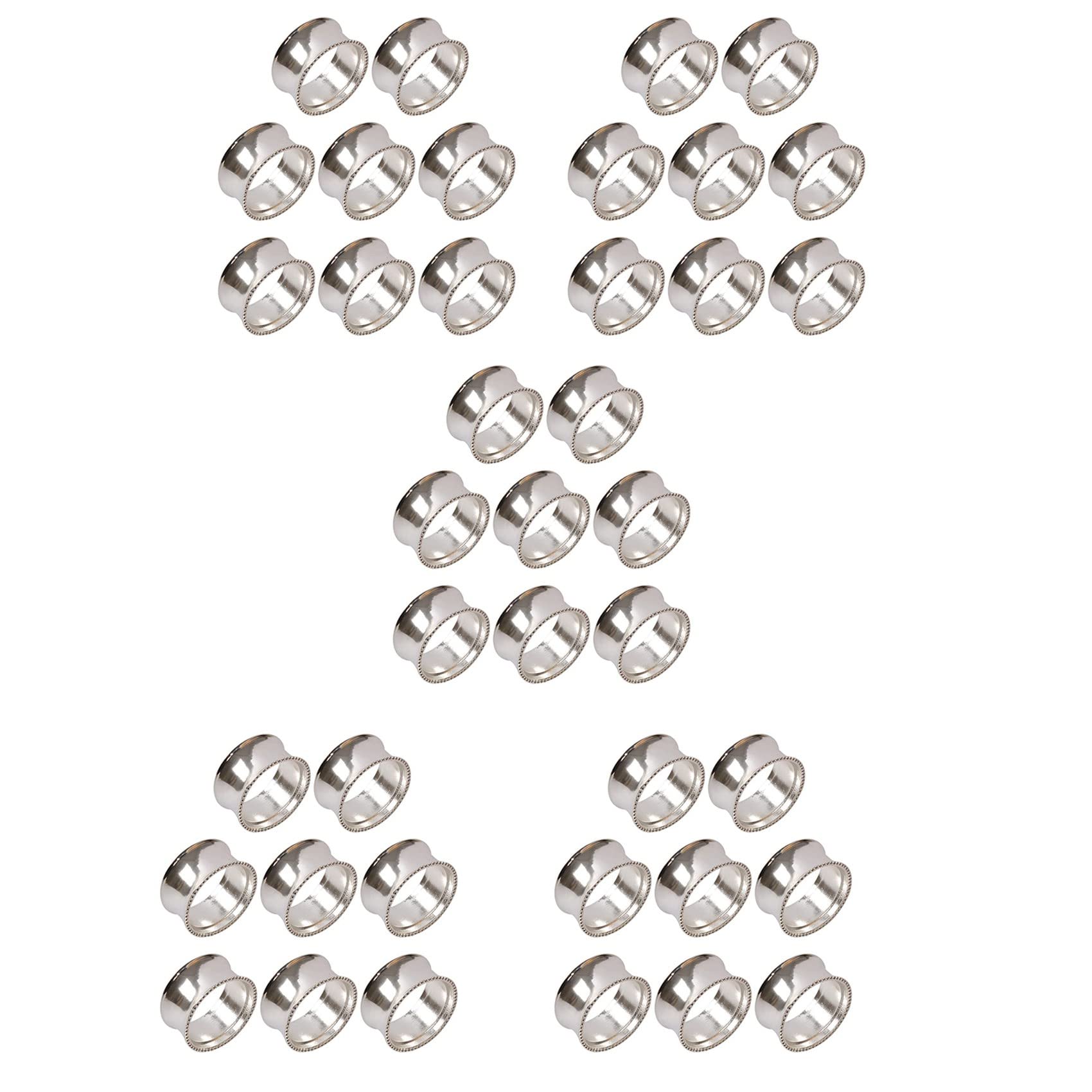Hndhbfgrt 40 Pieces of Zinc Alloy Beaded Napkin Ring Delicate Napkin Buckle (Silver)