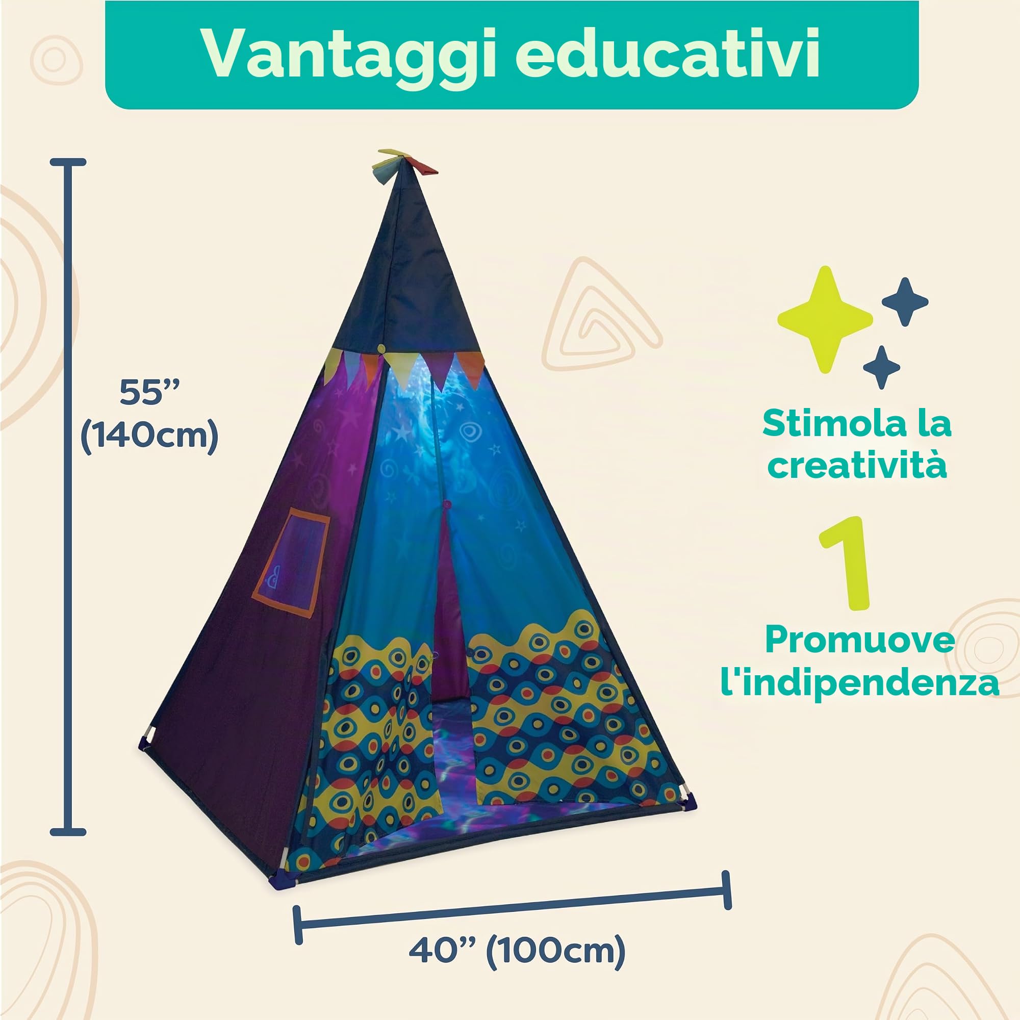 B. toys Tenda da gioco Starry Sky con luce incorporata, blu, Set da 11