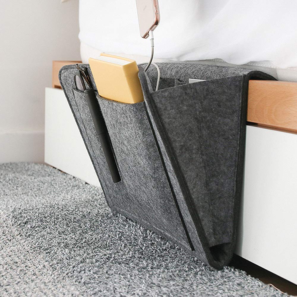 Venvintra Felt Bedside Caddy Organizer – Hanging Bed Storage Pocket for Books, Phone, Remote & Essentials, Space-Saving Sofa & Dorm Organizer 1