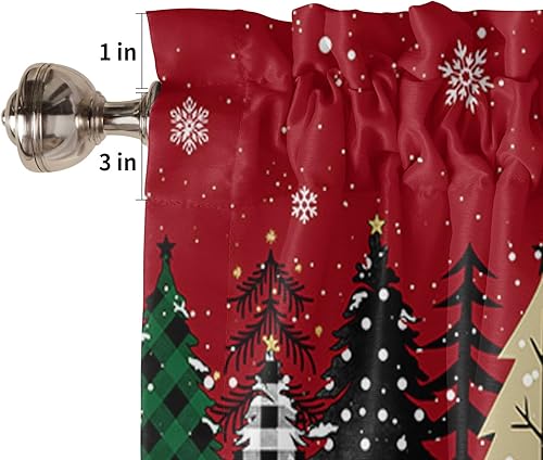 Miniatura 5 de Cortina de cenefa para árbol de Navidad, cortina roja para ventana de cocina, cortina corta con bolsillo para barra, cenefa para sala de estar,