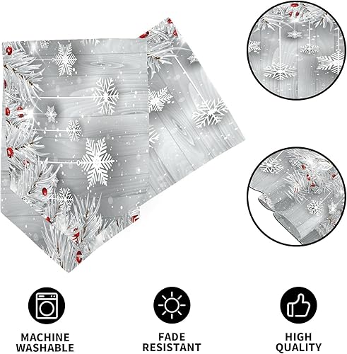 Miniatura 2 de ALAZA Camino de mesa plateado de doble cara con copo de nieve para árbol de Navidad, 14 x 108 pulgadas de largo, mantel para boda, fiesta de