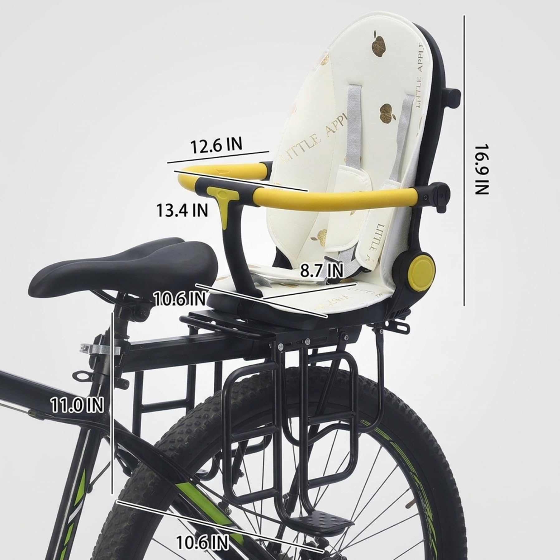 Siège de vélo pour Tout-Petit | Siège de vélo pour Tout-Petit, Enfant arrière sûr et Confortable avec Inclinaison réglable, Conception Pliable pour Un Rangement Facile, Beige
