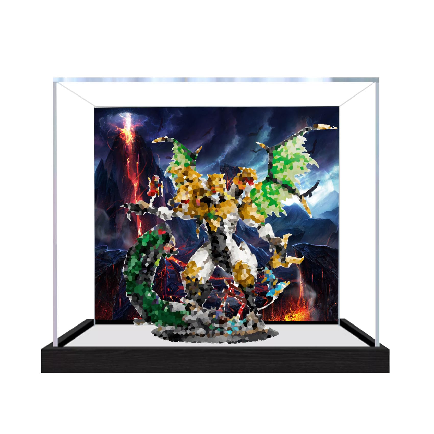 Dustproof acrylic Display Case for Le-go 71872 Dragon Model-display box only (StyleC Background 3mm)