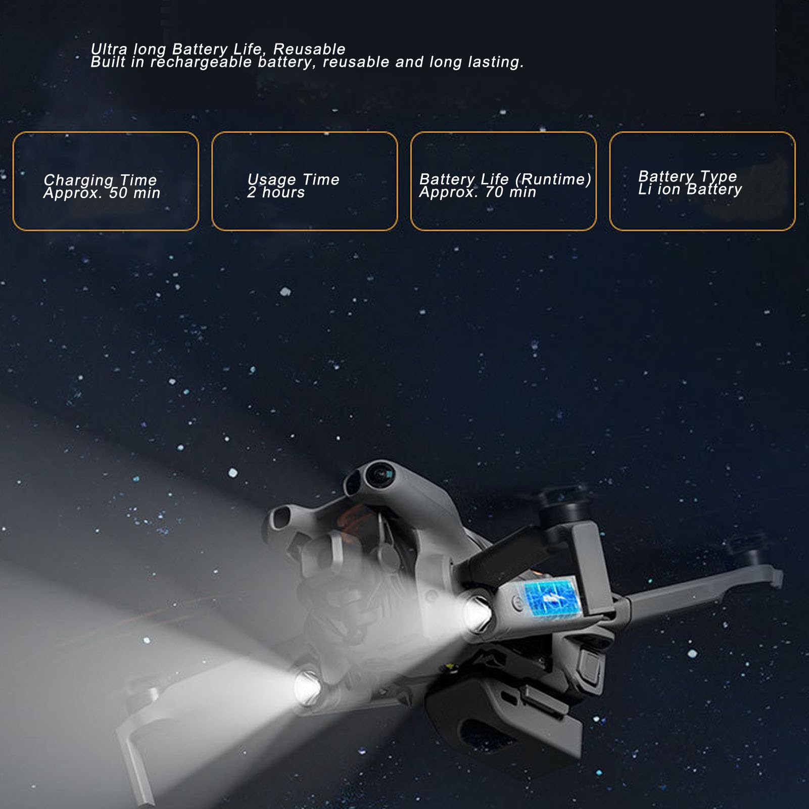 Drone Searchlight Lightweight 360° Rotating Rechargeable for Mini