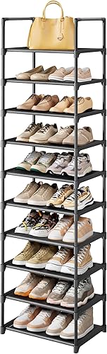 Kitsure Zapatero – Organizador de zapatos de 10 niveles con estantes de tela desmontables y marco de metal, zapatero alto para armario, entrada,