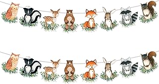 2Pcs Woodland Animals Baby Shower Garland Banner Woodland Animals Baby Shower Decorations Woodland Birthday Decorations Woodland Theme Baby Shower Decorations