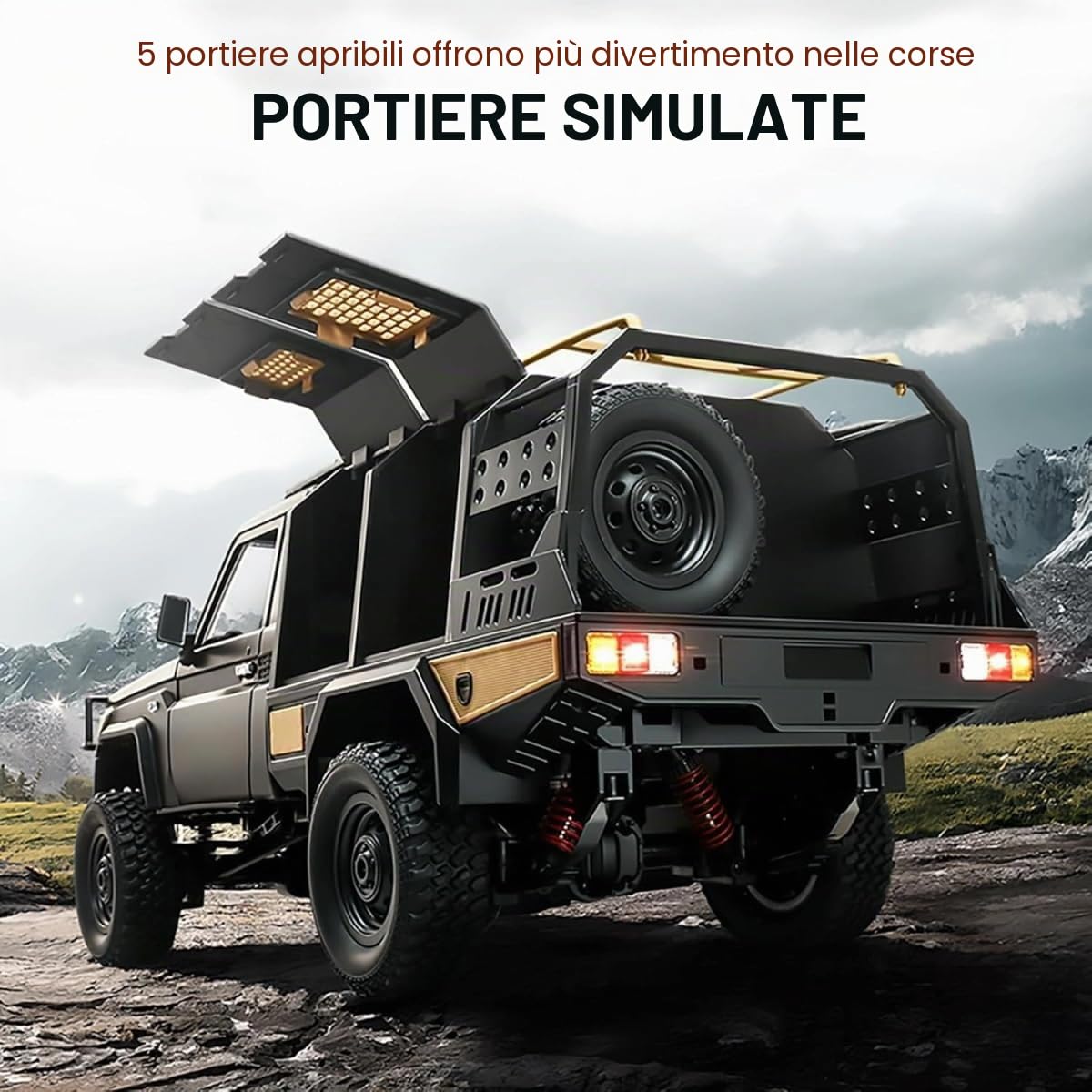 RC Auto Toyota Land Cruiser Supertourer 1:12 | 4WD trazione integrale | 2,4 GHz telecomando 100 m | Batteria agli ioni di litio 7,4 V 1200 mAh | Illuminazione LED | 60 minuti di tempo