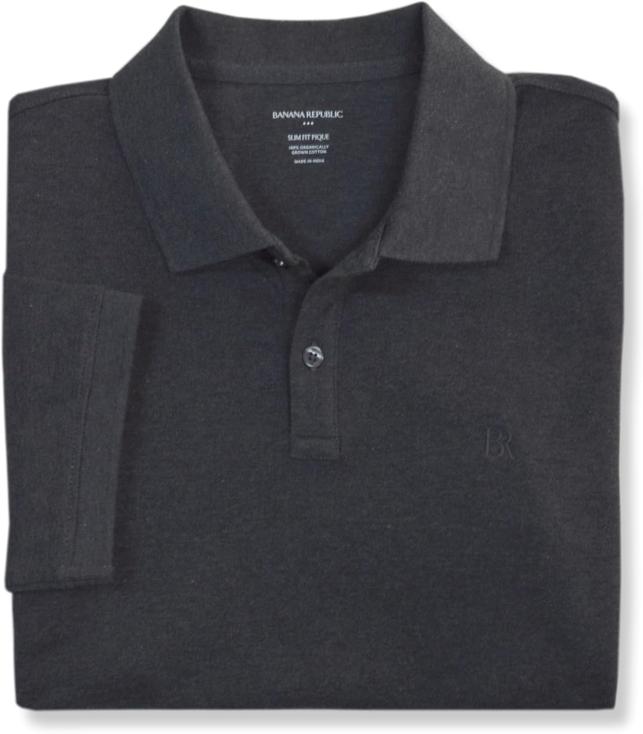 Banana Republic Mens Slim Fit Pique Mesh Organic Cotton Monogram Polo Shirt