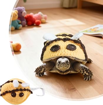 Knitted Turtle Sweater for Pet Tortoise - 7.48 Inch Cute Warm Shell Costume for Small Turtle for Christmas Halloween Party Cosplay Costume Photo Shoot (S-Yellow-2)