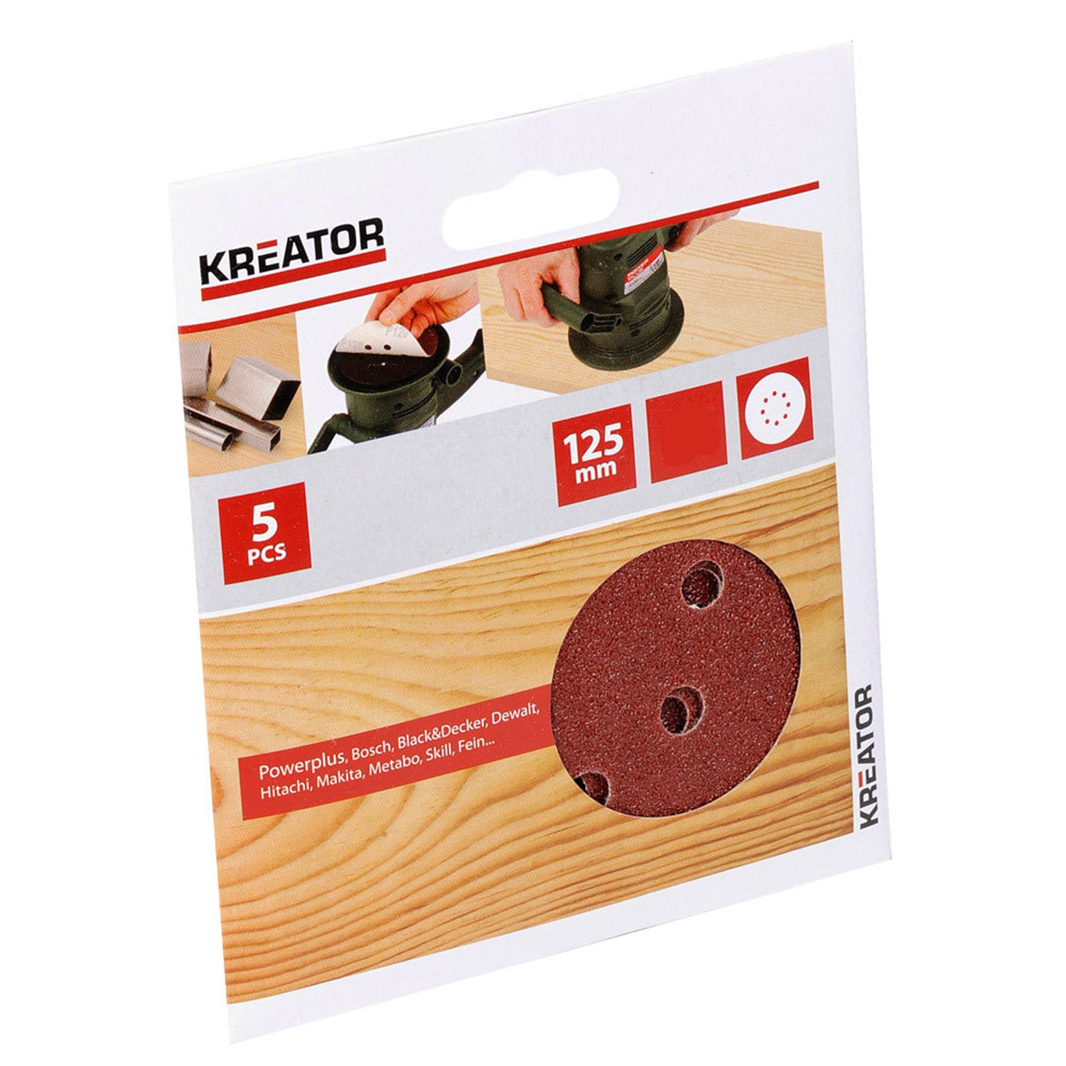 Kreator 03230509 - Set of 5 Sanding Discs 240 Grit 125 mm Diameter with autosujeción System, Red, ø125mm - G240 - Image 3