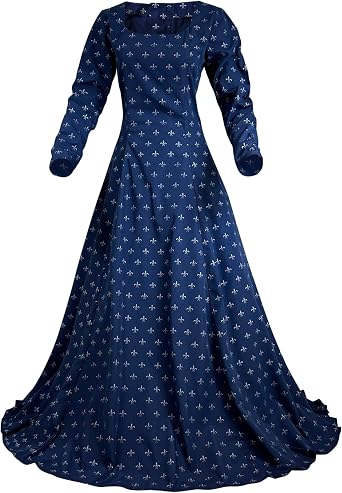 Womens Fleur De Lis Medieval Renaissance Gown Costume Floor Length Dress