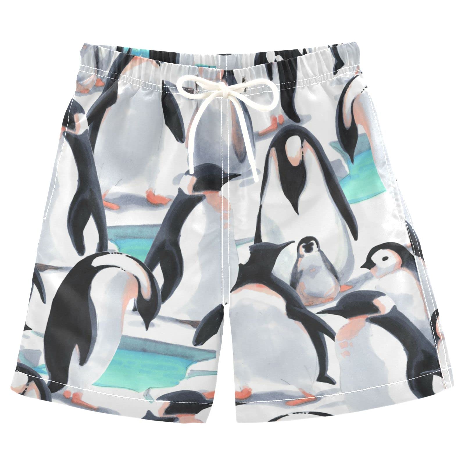 Anantty Boys Swim Trunks Arctic Penguin Swimming Beach Board Shorts Trunks Swimwear Bathing Suit Swimsuit Beachwear Multicoloured