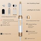 UKLISS Seche Cheveux Professionnel 7 en 1, Brosse Soufflante Brushing Set avec Auto-Wrap Boucleur a Cheveux, Hair Dryer, Brosse Soufflante Lissante, Airstyler pour Sécher, Boucler, Lisser - Blanc - 8