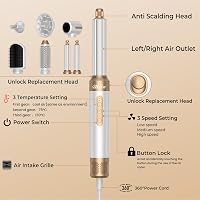 UKLISS 7 az 1-ben Hajformázó Készlet 1400W - Hajszárító Diffúzorral, Körkefe, Egyenesítő, Automata Göndörítő, 110.000 RPM Motor, 3 Hőfokozat 8