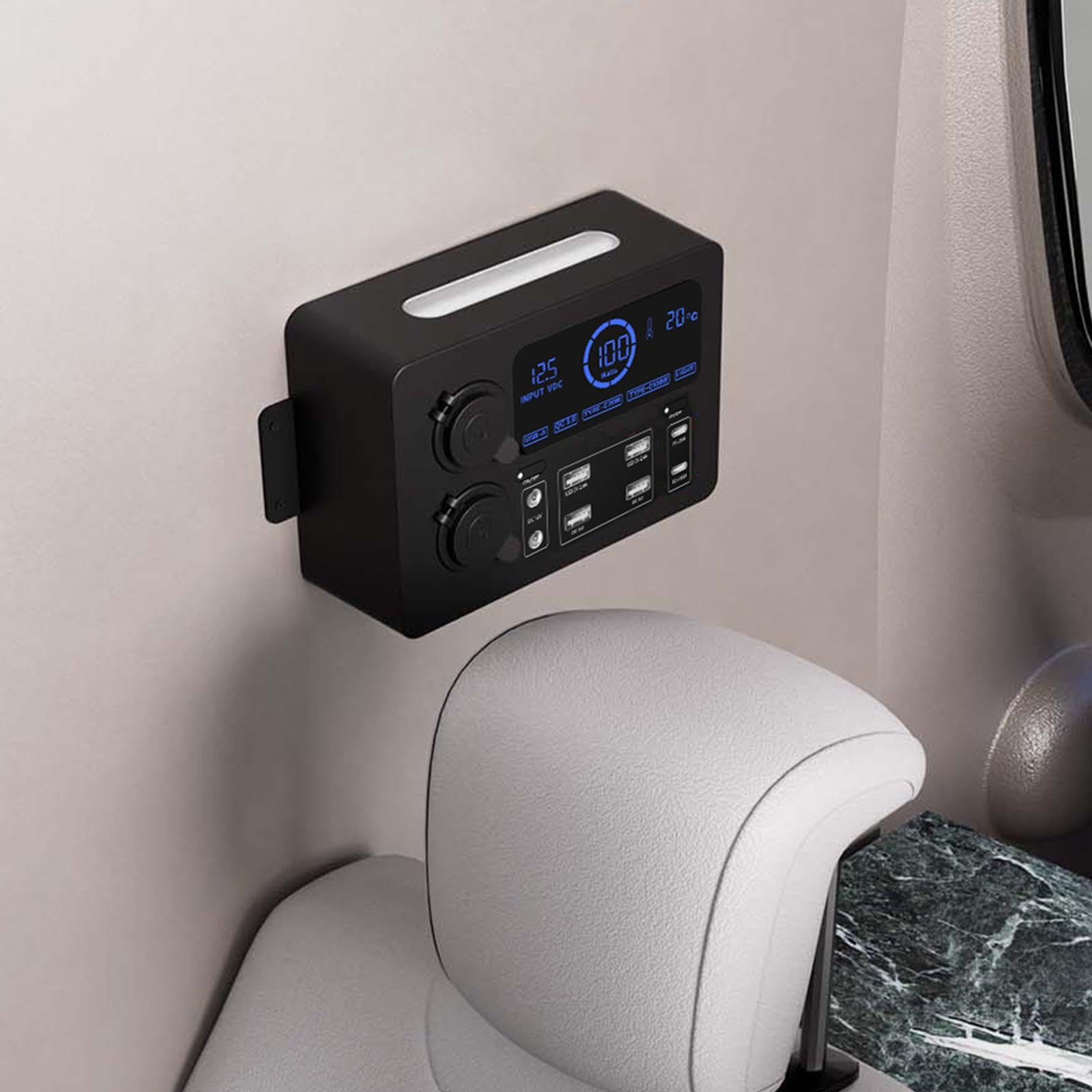 Alimentatori portatili, caricabatterie da 12 V, multipresa, porte USB, per viaggi all'aperto e quotidiani, alimentabili a corrente continua da 12 V, Scatola di alimentazione, 16.6x11.7x5.7