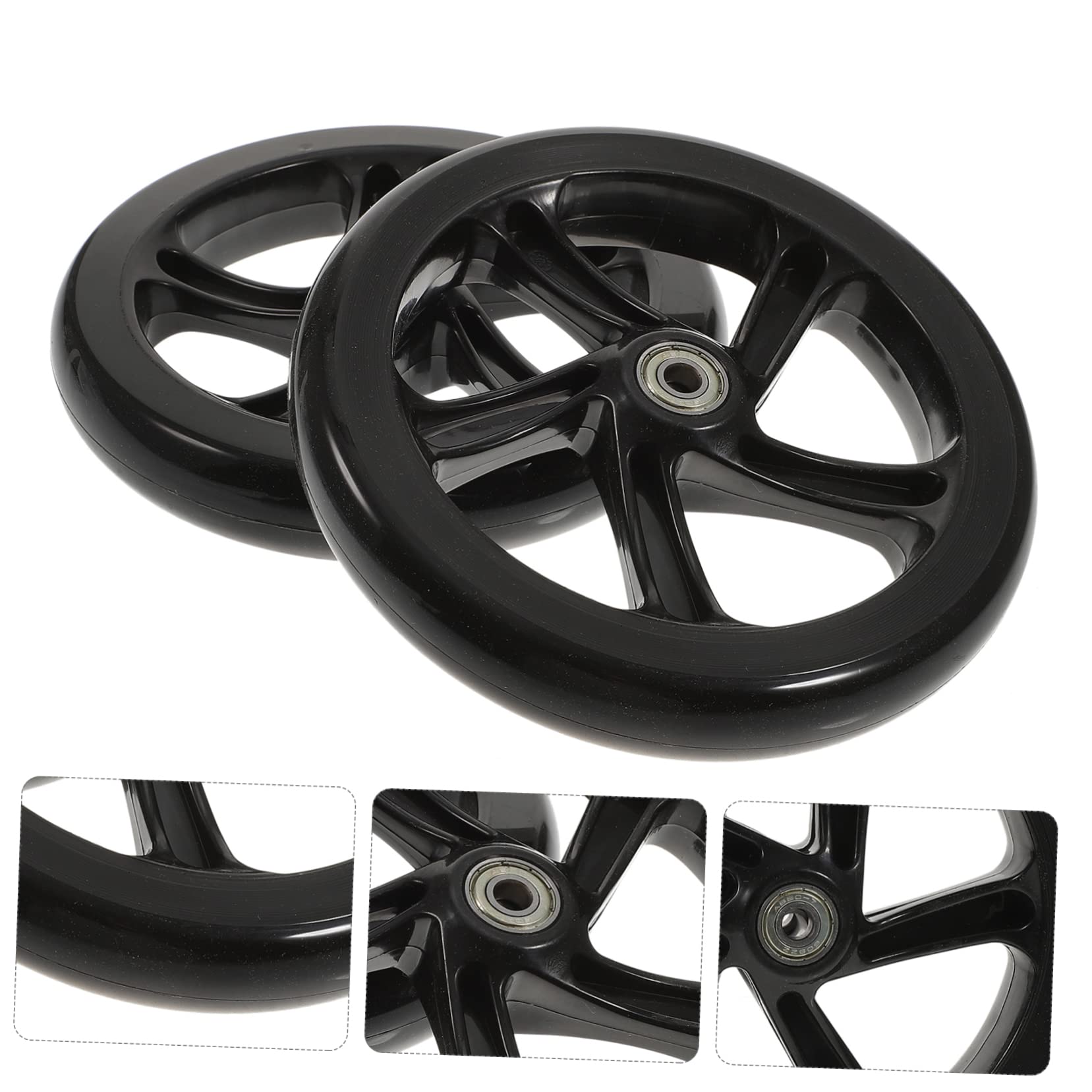 TOYANDONA Ruedas de Repuesto Buen Estabilidad de Alta Elasticidad para Patinete Pack de 2 Piezas de Pu 180 Mm para Calles y Carreteras de Concreto