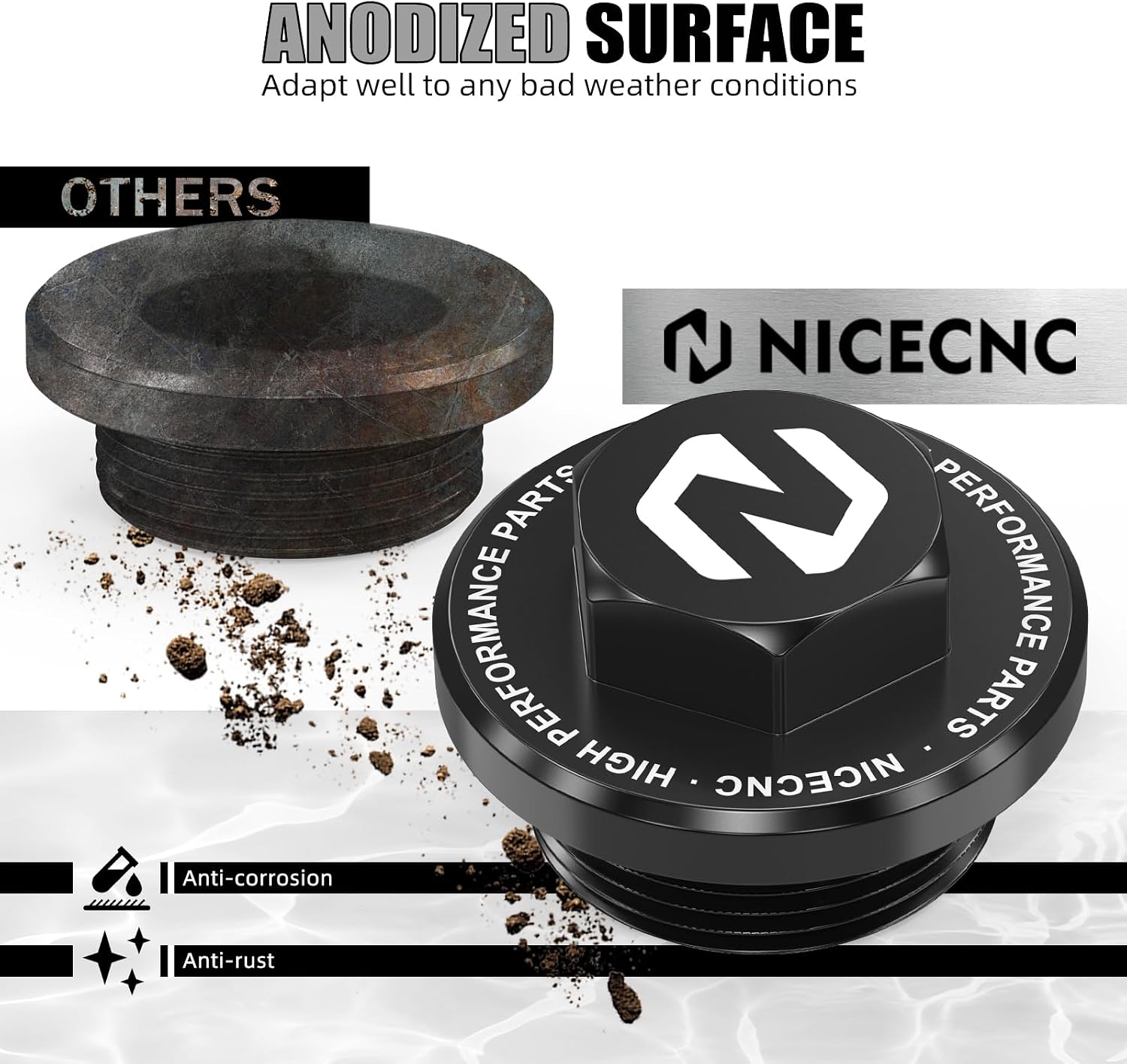 NICECNC Black Klr650 Oil Filler Cap Compatible with KLR650 2007-2024, KLX110L 2010-2024, Ninja 250R 2001-2012, Ninja 300 2013-2017