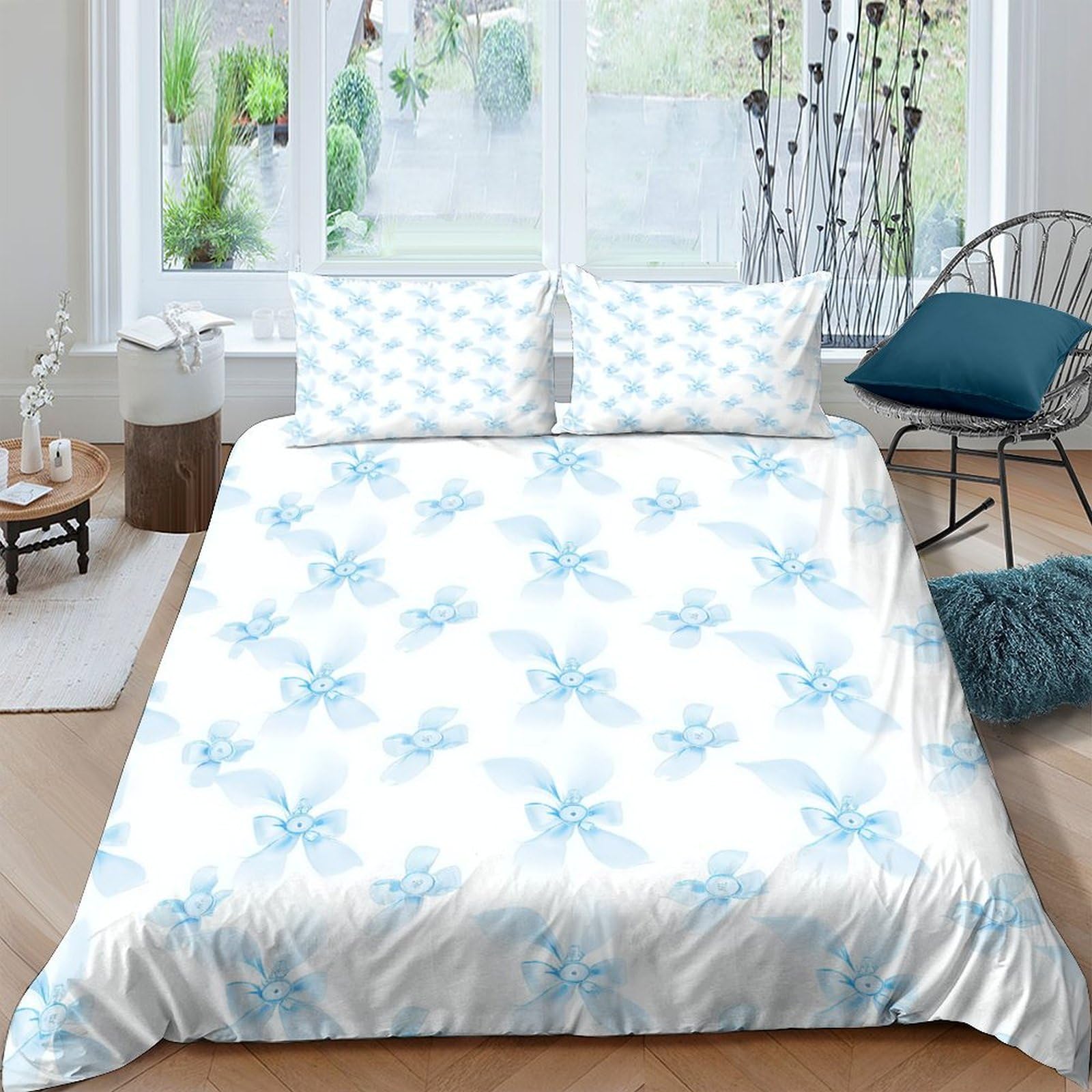 Ctjqhvkz Style-7 3D Printed Blue Palm Fitted Sheet Microfiber Soft Anti-Slip Tropical Leaves Mattress Cover For Bedroom Decor Single（135X200cm）