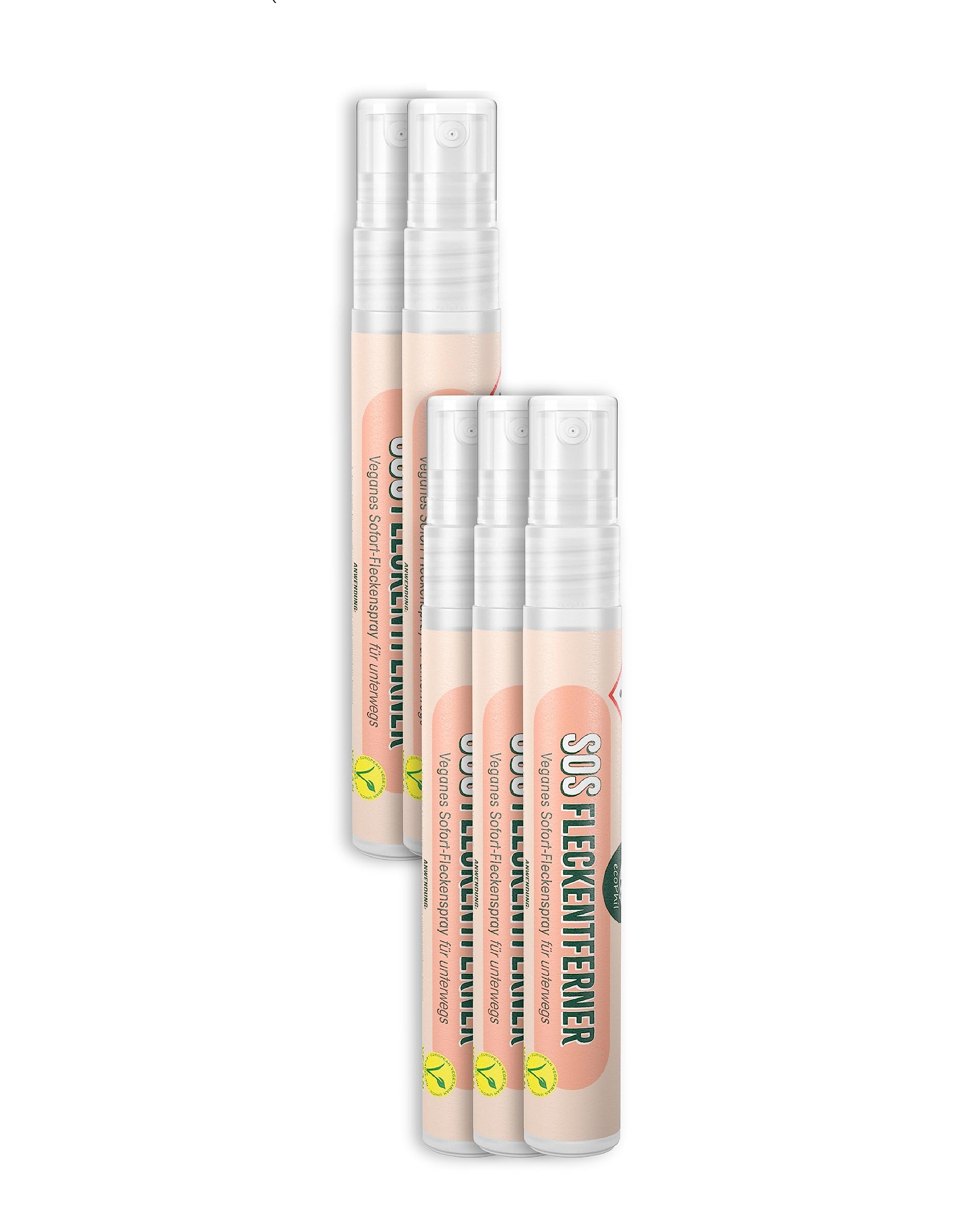 veganer SOS Fleckentferner mit Bambus-Pad – Sofortwirkung gegen Blut, Rotwein, Fett, Kaffee, Make-up & Tinte – für Kleidung, Polster & unterwegs – Made in Germany (5x9ml)