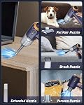 Car Vacuum Cleaner, Musclez 4-in-1 Handheld Vacuum Cordless 15000Pa Portable Dust Buster with LED Display, Rechargeable Mini Vacuum Strong Suction Blowing for Car, Home, Office Cleaning (Blue Gray)
