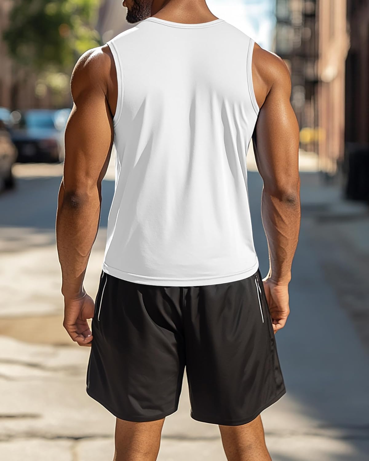 Huukeay 3 Pack Men's Big & Tall Sleeveless Muscle Shirts, Gym Tank Tops Moisture Wicking Slim Fit Workout Tees - Image 4