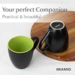 MIAMIO - 6 x 350 ml Stoneware Coffee Mug/Cup Set - Le Papillon Collection (Black-Green)