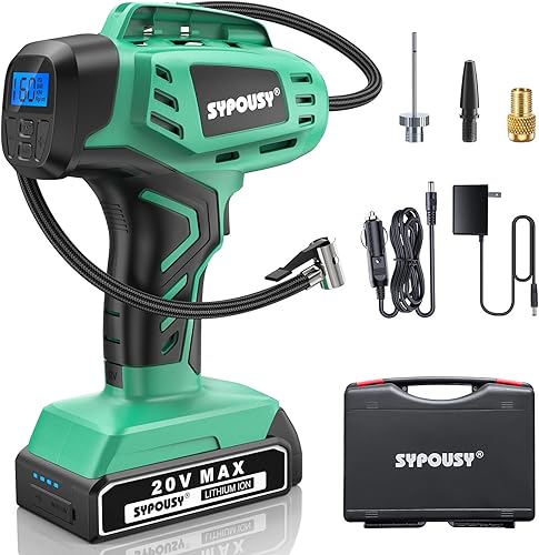 Compresor de aire inalámbrico para inflador de neumáticos, bomba de aire portátil, inflador de neumáticos 2 veces más rápido con batería recargable