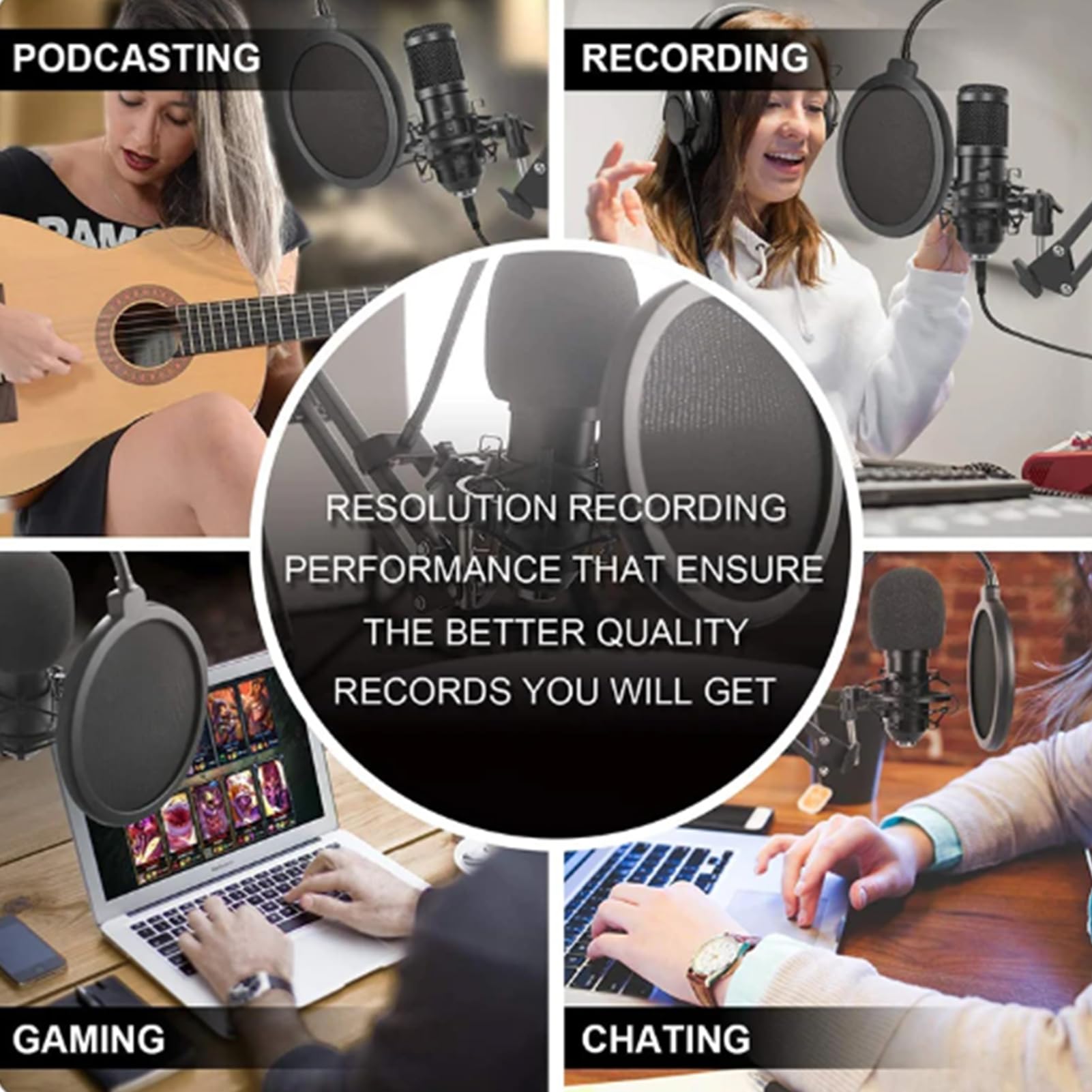 Set di microfoni per registrazione, attrezzatura professionale per live streaming, eccellente uscita audio, kit da studio intuitivo per ancoranti, cantanti e creatori di contenuti
