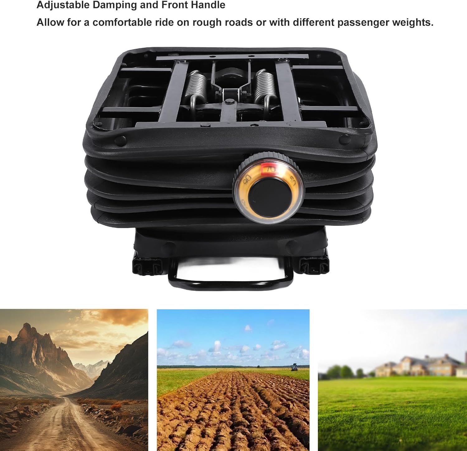 Brilluxa Seat Suspension, Adjustable Seat Damping Base with Dust Cover and Front Handle, Shock Absorber for Truck Tractor RV