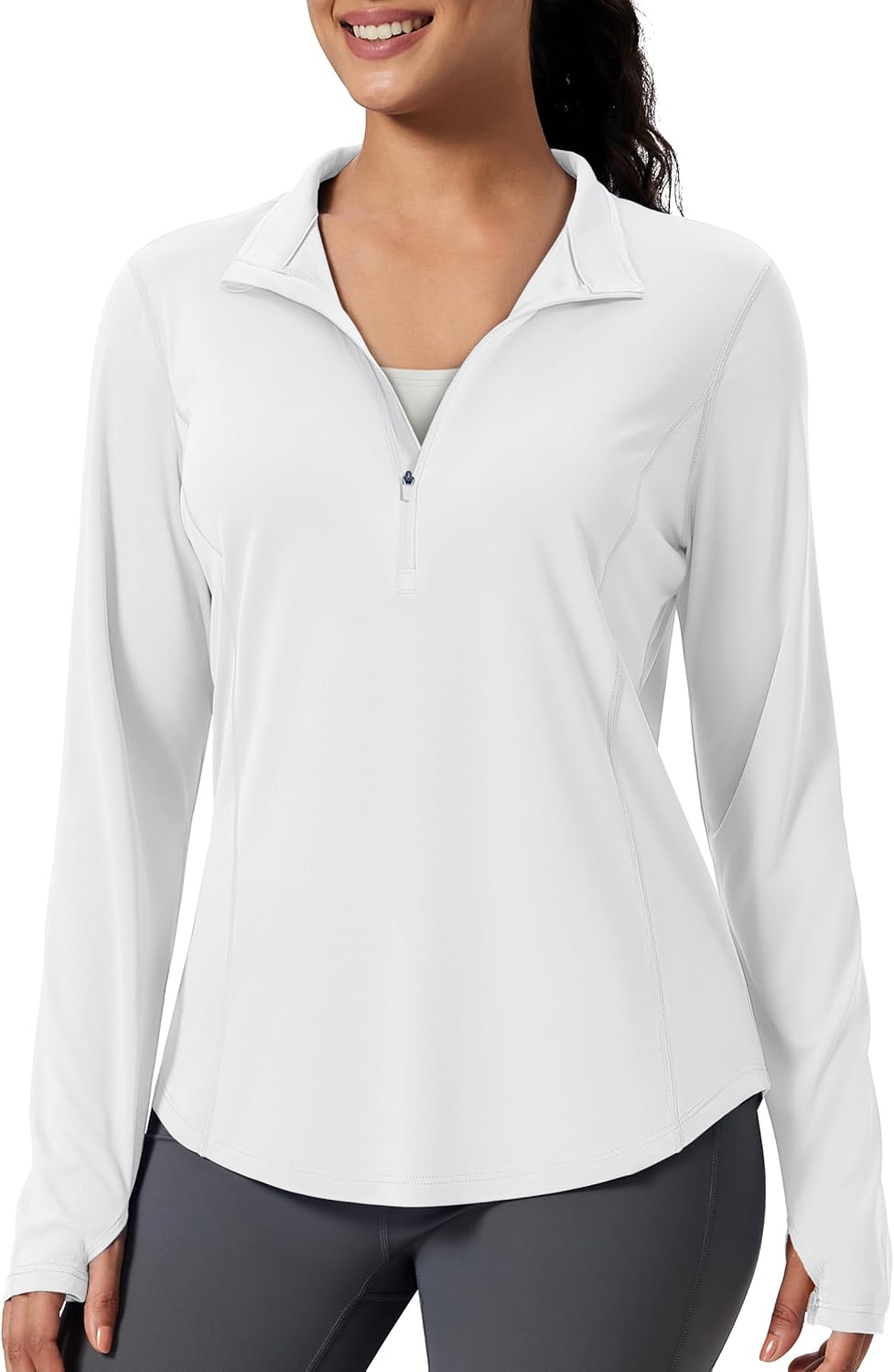 MAGCOMSEN Women's Long Sleeve Shirts Sun Protection Half 1/2 Zip Pullover Rash Guard Quick Dry Hiking Golf Workout Tops