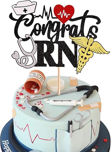 Rsstarxi 1 paquete de decoraciĂłn para tartas de enfermerĂa con purpurina negra para decoraciĂłn de tartas de graduaciĂłn para enfermerĂa temática Rsstarxi 1 paquete de decoraciĂłn para tartas de enfermerĂa con purpurina negra para decoraciĂłn de tartas de graduaciĂłn para enfermerĂa temática