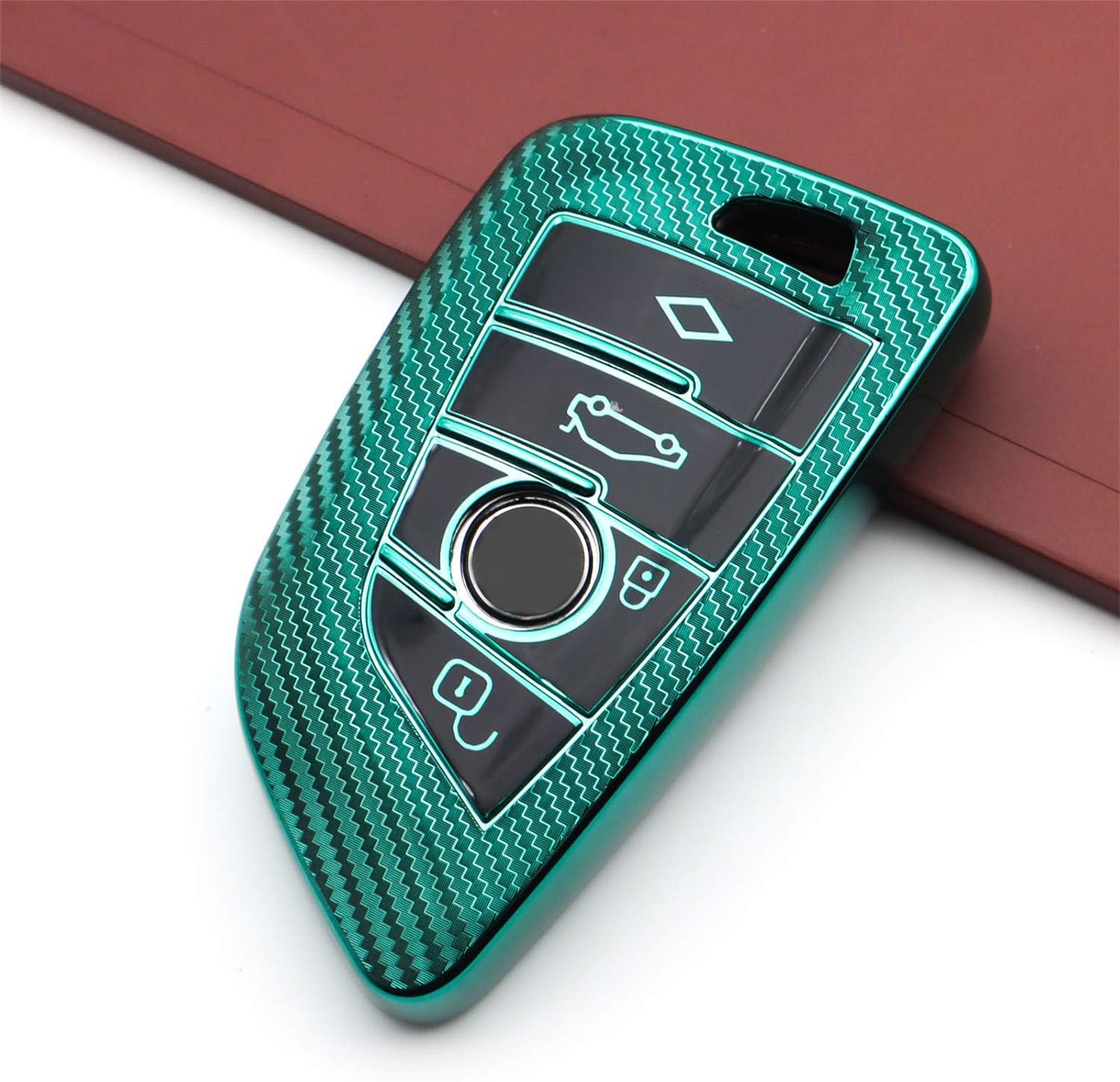 Soft Carbon Fiber Finish Car Key Fob Cover for BMW 2 Series 3 5 6 7 Series GT5 M4 M5 X1 X2 X3 X5 X5M X6 X6M X7 Electropl 3