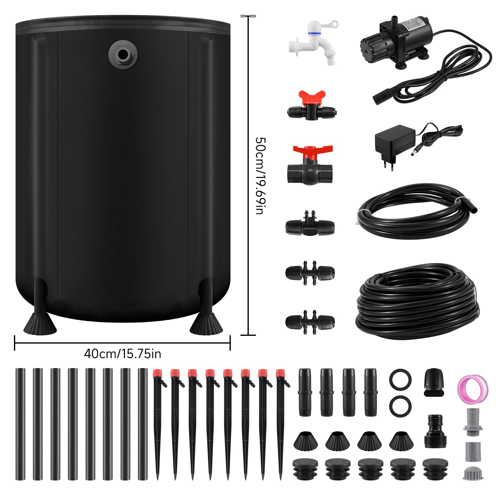 Automatisches Bewässerungssystem,Automatische Bewässerung mit Faltbarem 5L Eimer,30W Wasserpumpe,8 Tropfdüsen,Niedrigwassersensor,Bewässerungssystem für Zimmerpflanzen,Balkon Pflanzen,Topfpflanzen