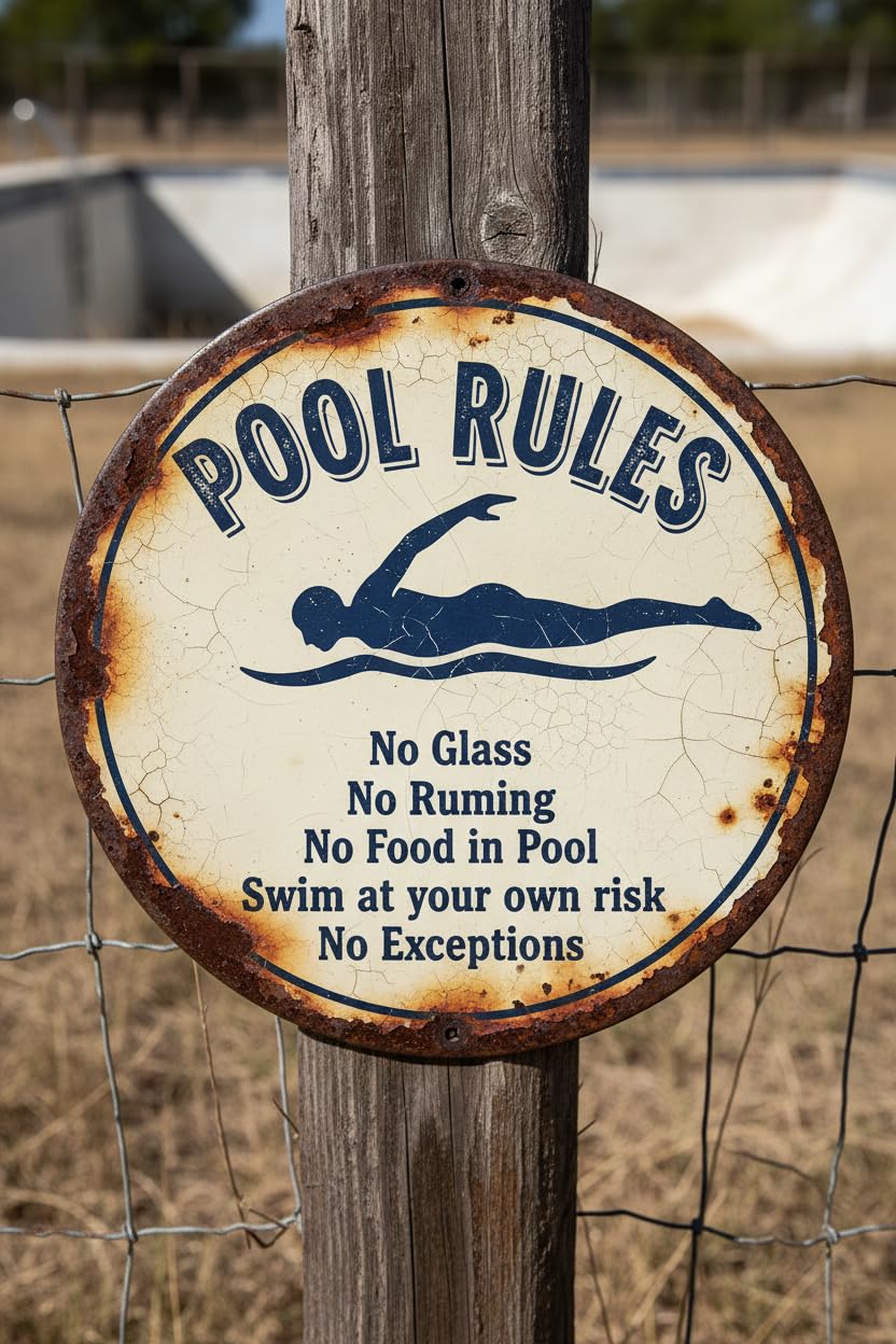 Metal Wall Swimming Pool Rules Pool Signs Sign Rules Outdoor No Diving Swimming Safety Signage Own Risk Indoor Outdoor 8x12inch 8x12Inch Tin Poster Nostalgic Tin Signs Vintage Aluminum Plates Printed