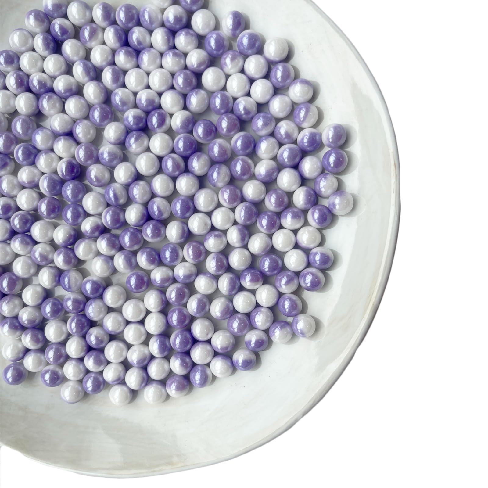 Edible Purple White Pearl Sugar Sprinkles Candy Baking Edible Cake Decorations Cupcake Toppers Cookie Decorating Celebrations Wedding Shower Party Chirstmas Supplies 100g/ 3.5oz