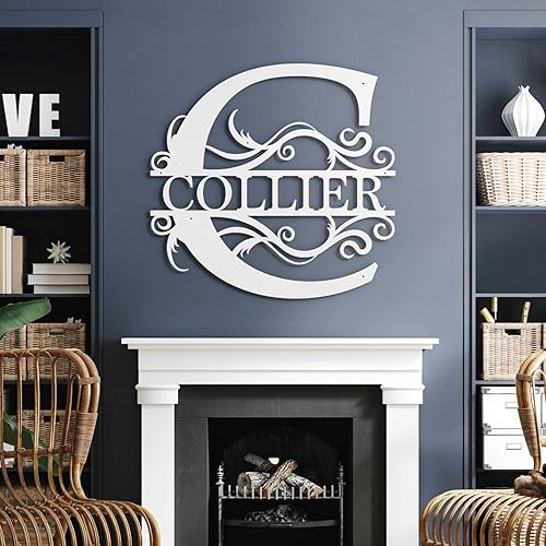 Miniatura 6 de Custom Metal Signs Metal Name Sign Metal Wall Art Split Letter Monogram Wall Decor Metal Wall Art Last Name Sign Family Name Sign