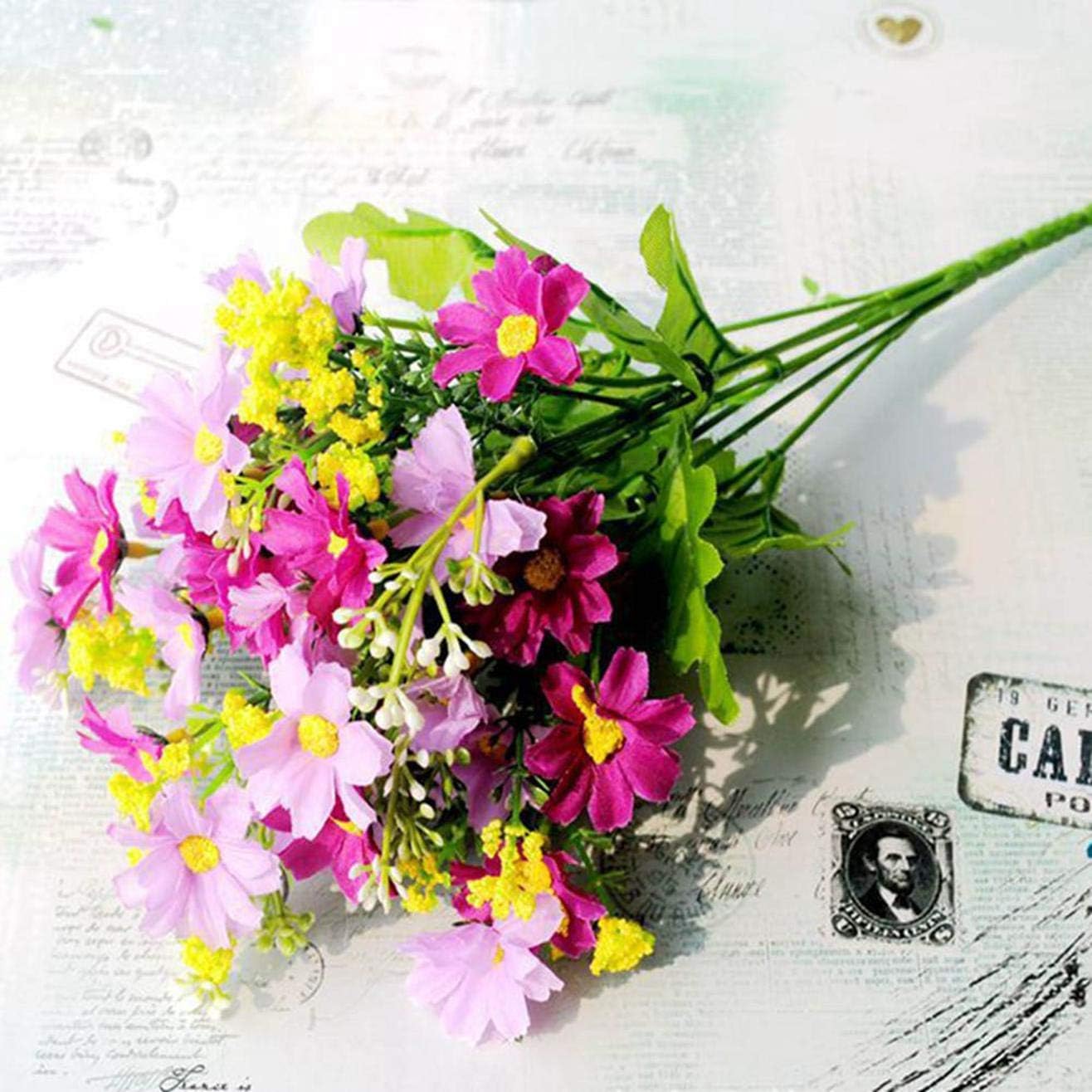 1 pcs Artificial Flower Faux Silk Daisy Wildflowers Greenery Shrubs Plants Plastic Bushes Indoor Farmhouse Outside Garden Planter Decor for Home Decoration(None F4 Mee)