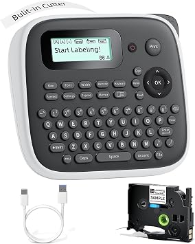 D210S Label Maker Machine with Tapes, Portable Labeler for School | Waterproof Labels, Multiple Symbols, Desktop Keyboard Labeler for Home, Office and Small Business Kids Teachers Organization