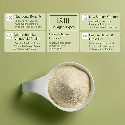 Miniatura 2 de Péptidos de colágeno en polvo de colágeno hidrolizado alimentado con pasto alimentado con pasto, tipo I y III cabello, uñas, piel y articulaciones,