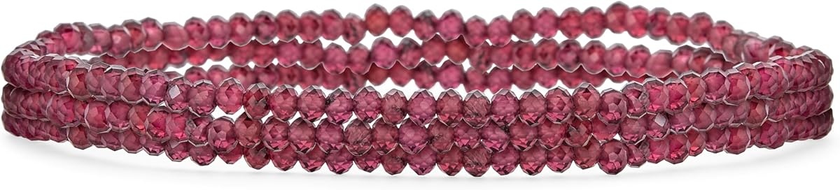 Pulsera elástica con mini cuentas de semillas de piedras naturales, hebras apilables (juego de 3)