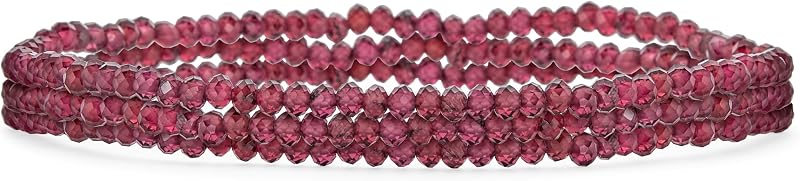 Pulsera elástica con mini cuentas de semillas de piedras naturales, hebras apilables (juego de 3)