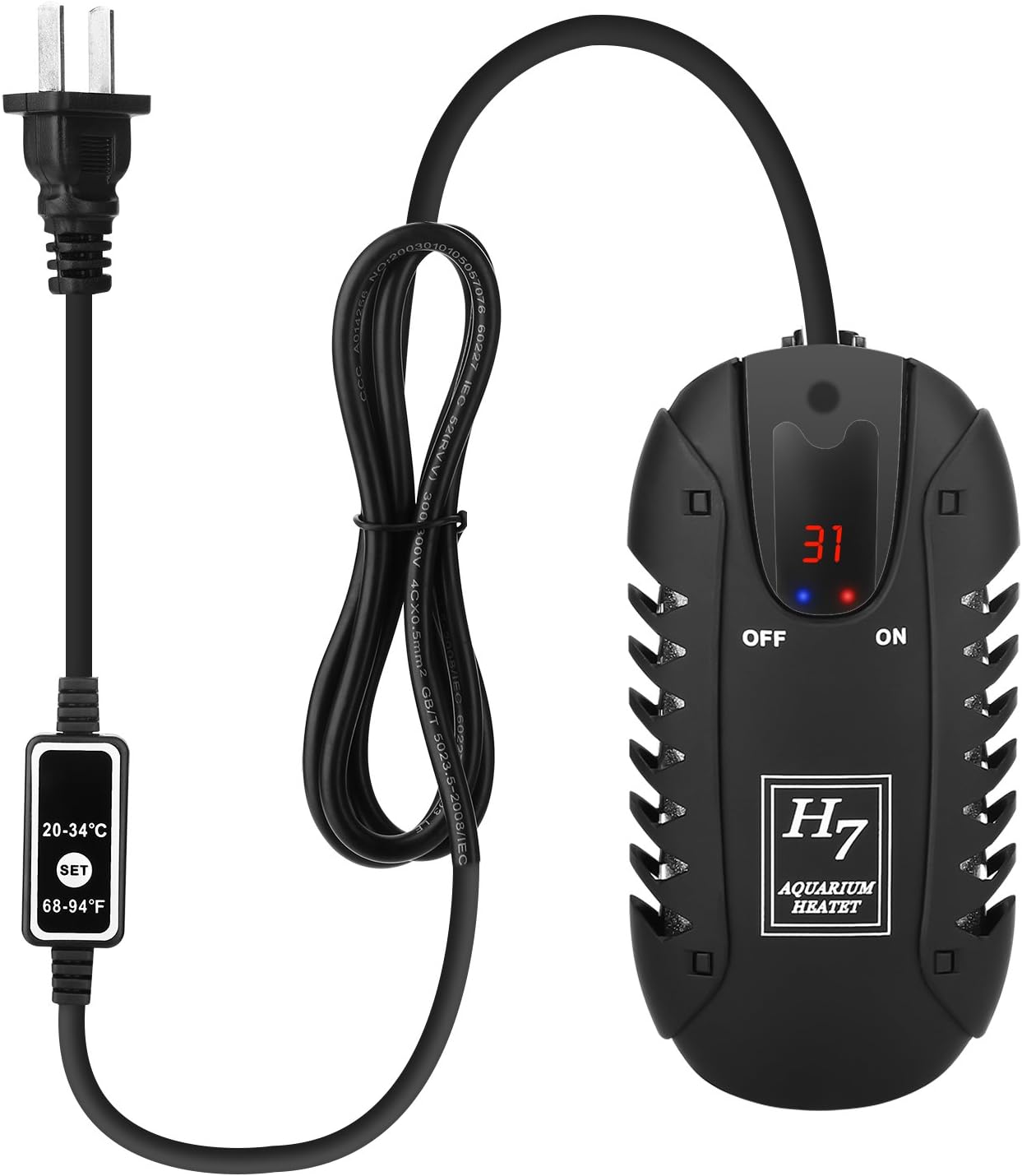 NO.17 Small Submersible Aquarium Heater 50W, Mini Fish Tank Heaters with Visible Temperature LED Screen and External Temperature…