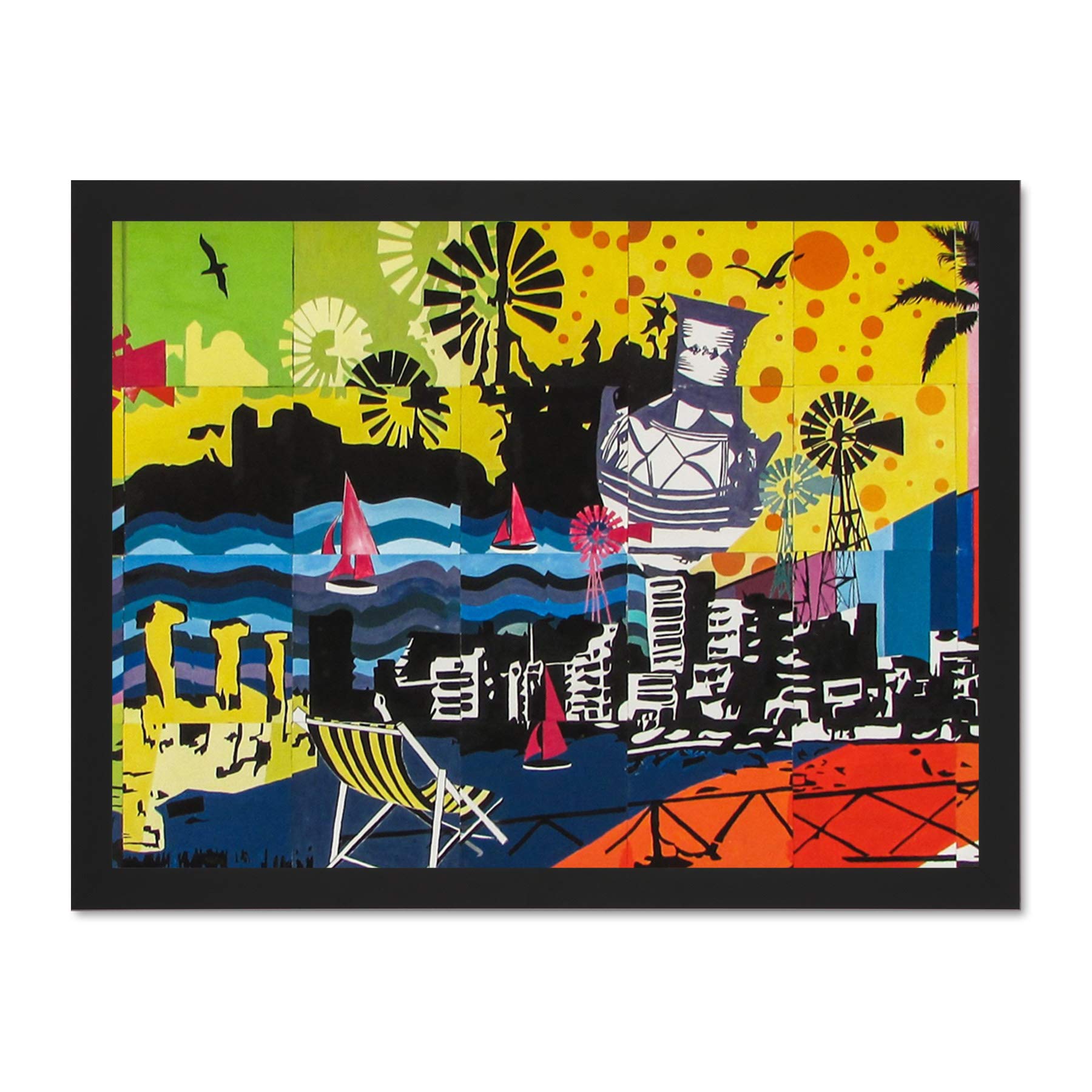 Graffiti Mural Paralimni Secondary Cyprus Large Framed Art Print Poster Wall Decor 18x24 inch