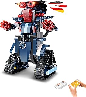 RC Remote Control Robot Building Block Set, Robot Vehicle with Chains as Plug-in Kit with App and Remote Control, Stunt Bot Made of Clamping Blocks, DIY Technology Kit, for Children and Adults