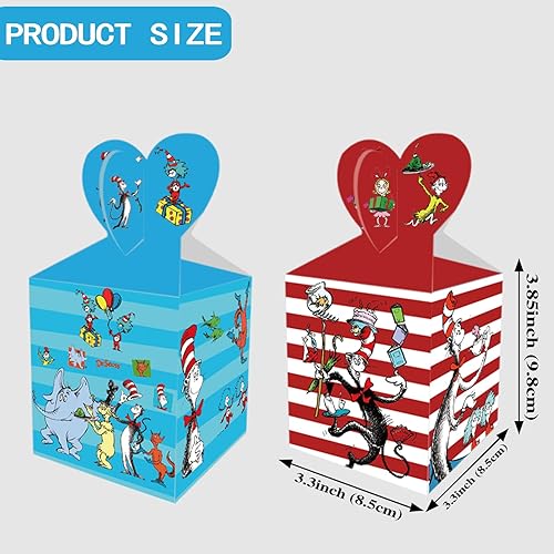 Miniatura 2 de TEZZEO 12 cajas de regalo de fiesta de Dr. Seuss para regalos de temática de dibujos animados Dr. Seuss, suministros de fiesta de cumpleaños, cajas