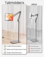 Vista 2 de Tablet Floor Stand with 4.5LB Heavy Metal Base,Overhead Bed Phone Stand Angle Height Adjustable Holder, Universal Phone Mount for iPad iPhone Pro