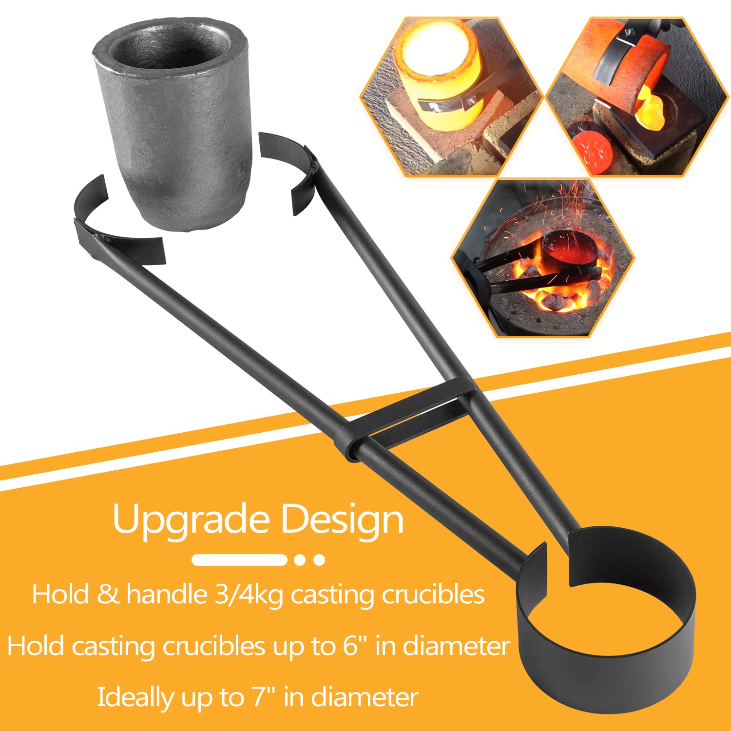 Bonbo Pince universelle robuste de 66 cm pour fonderie, creuset, support de creuset, pince universelle pour manipuler les creusets de raffinerie en graphite pour fondre, mouler, affiner l'or,
