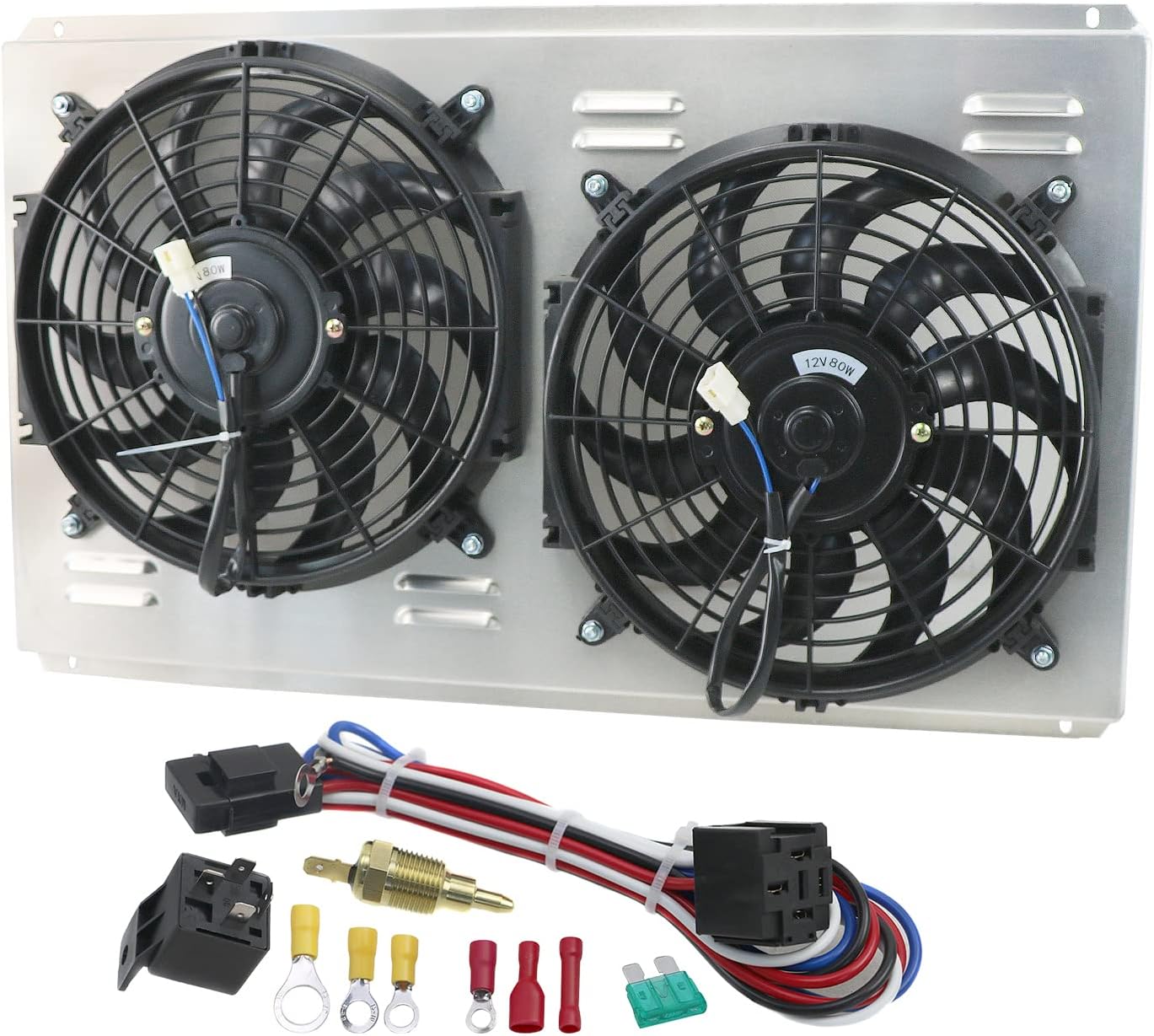 Radiator Shroud with Electric Fan for 1996-2005 Chevy S10 Blazer & GMC Jimmy Sonoma & Isuzu Hombre & Olds-mobile Bravada 4.3L V6 Pickup